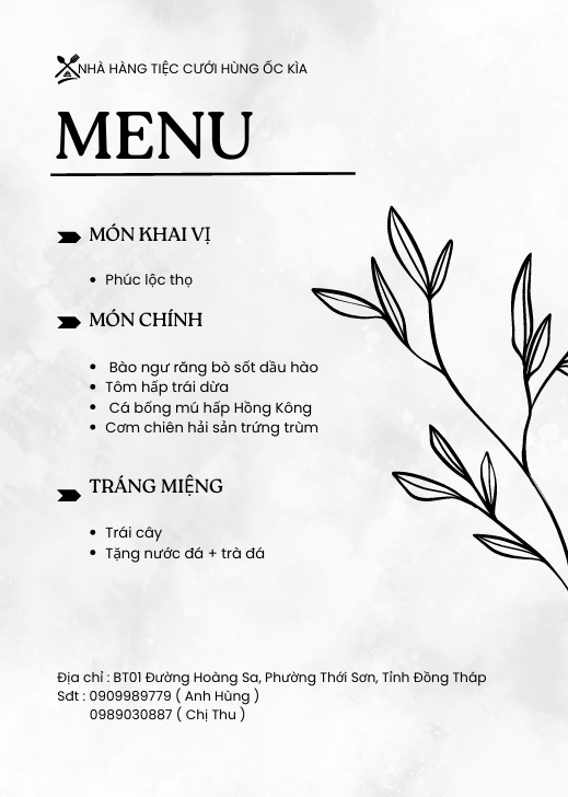 Nhà Hàng Mỹ Tho, Đặc Tiệc Mỹ Tho