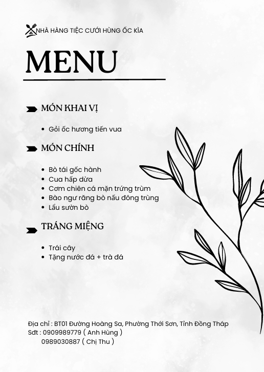 Nhà Hàng Mỹ Tho, Đặc Tiệc Mỹ Tho