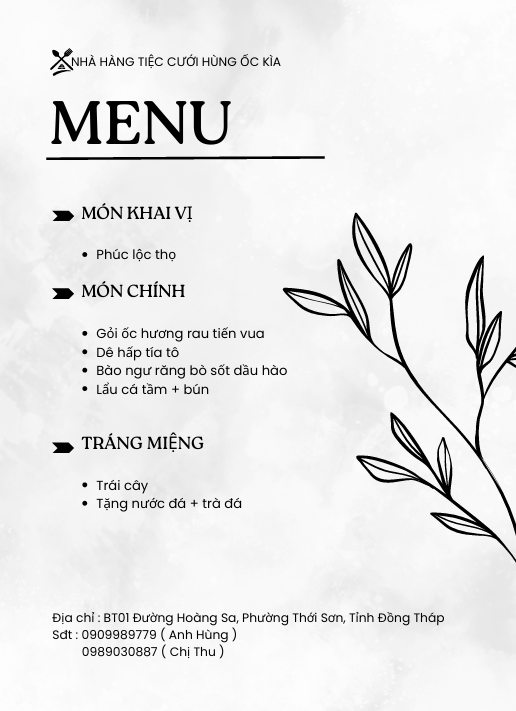 Nhà Hàng Mỹ Tho, Đặc Tiệc Mỹ Tho